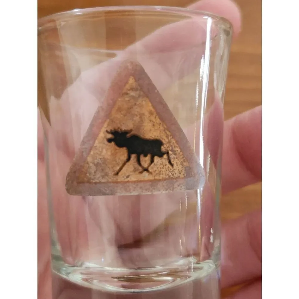 Shot glasses bundle of 6 moose hazard sign barware drinking bar